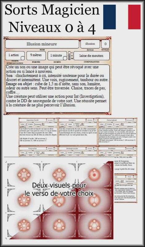 Cartes de sorts de 5e - MAGICIEN 0 à 4