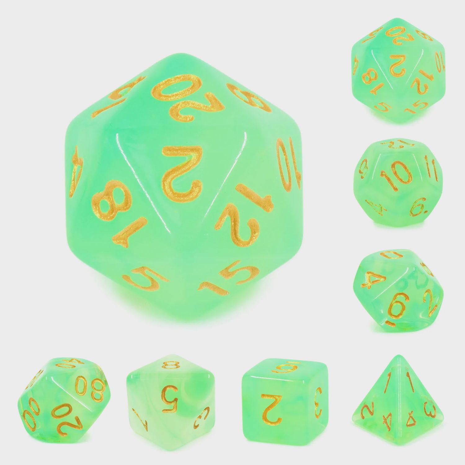 &quot;Milky Green&quot; Dice Set