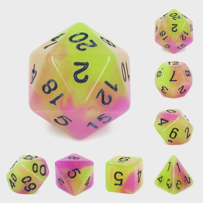 Glow In The Dark Dice Set Purple-Green/Black