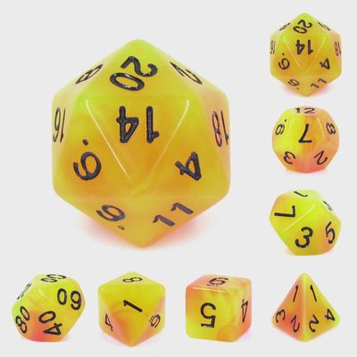 Yellow-Orange/Black Glow-in-the-Dark Dice Set