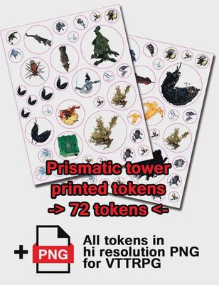 Tokens (Printed + Hi-Res PNG files) - Prismatic tower + extra