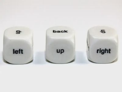 Direction 16mm d6 White/black - Up Down Left Right Back Forward