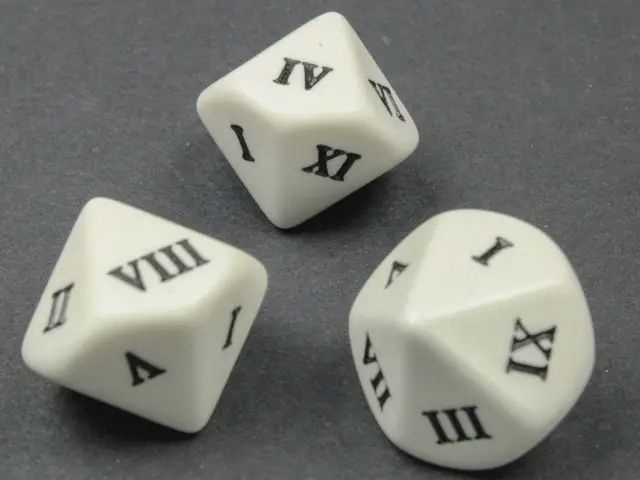 D10 Roman Numberals I-X Blanc/Noir