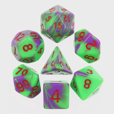 “Marbled Green &amp; Purple” dice set