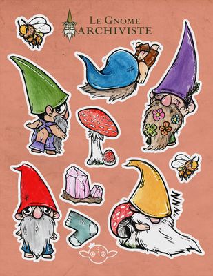 Feuilles Autocollants Gnome Archiviste