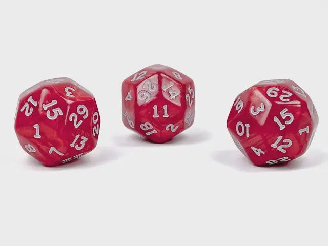 Pearlescent Red/white d30 Dice