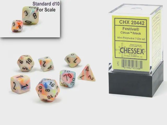 &quot;Festive® Circus™/Black&quot; Glow in the Dark Mini-Dice Set