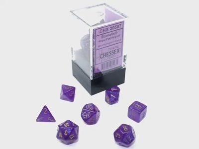 Ensemble de mini-dés luminescents « Borealis® Violet Royal/Or »