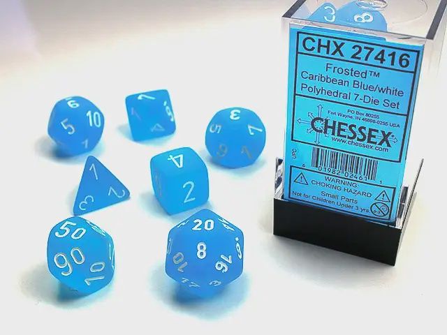 &quot;Frosted Caribbean Blue&quot; Mini-Dice Set
