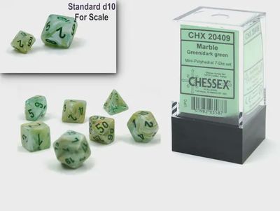 &quot;Marble Green/Dark Green&quot; Mini-Dice Set
