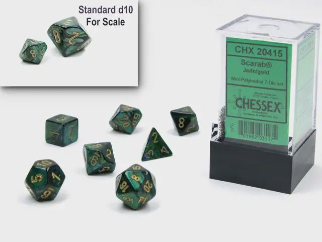 &quot;Scarab® Jade/Gold&quot; Mini-Dice Set