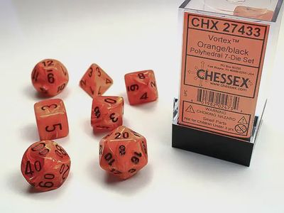 &quot;Vortex® Orange/Black&quot; Mini-Dice Set