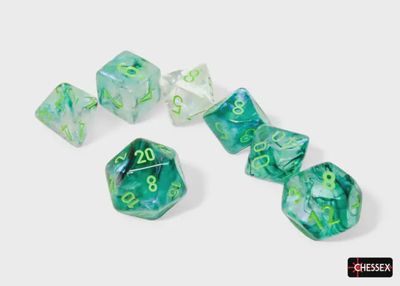Ensemble de dés luminescents « Borealis ® Varech/Vert Clair »
