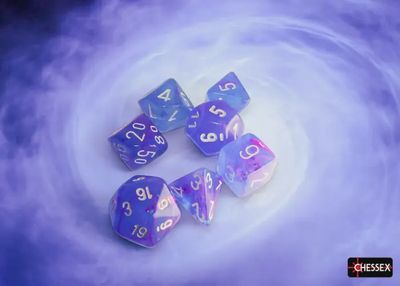 &quot;Nebula® Aura/White&quot; Glow in the Dark Dice Set
