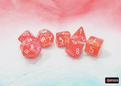&quot;Festive® Dahlia/White&quot; Glow in the Dark Dice Set