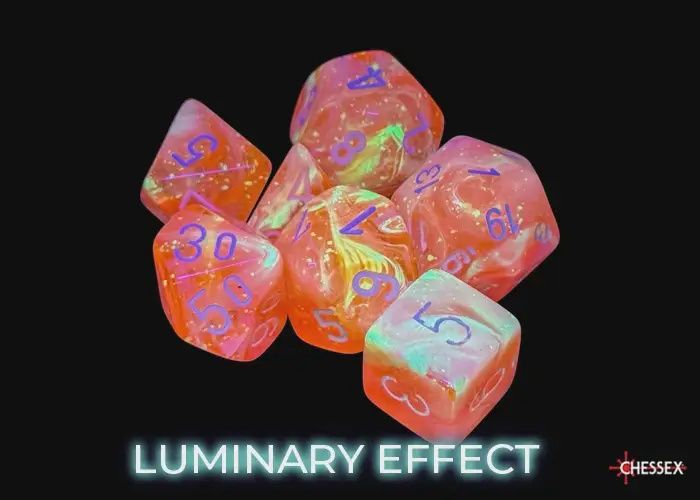 "Festive® Dahlia/White" Glow in the Dark Dice Set