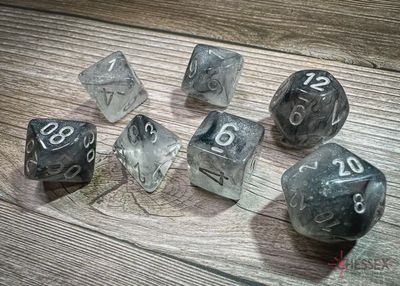 &quot;Borealis® Light Smoke/Silver&quot; Glow in the Dark Dice Set