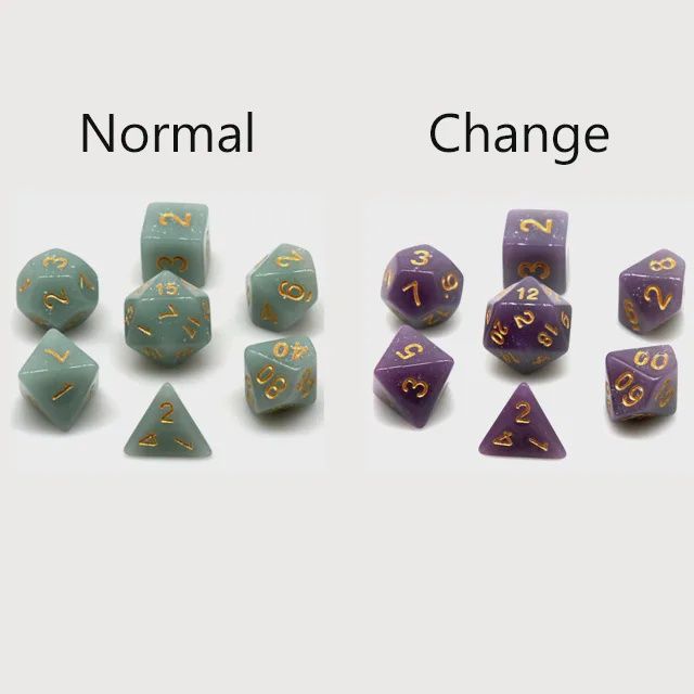 Set of thermo-chromatic dice &quot;Jade and Amethyst&quot;