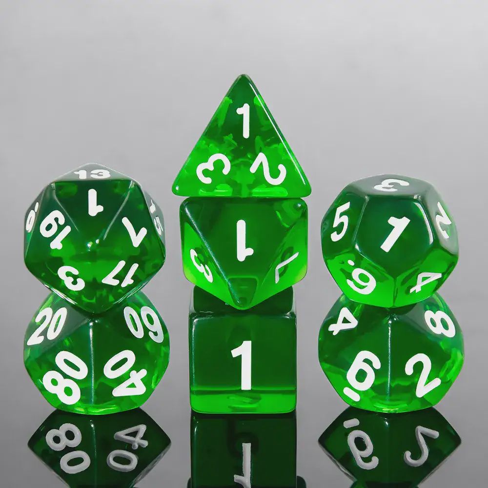 7-Piece Polyhedral Dice Set: Gemstone - Emerald