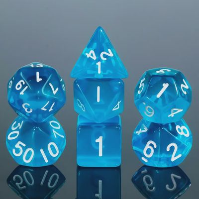 7-Piece Polyhedral Dice Set: Precious Stone - Blue Topaz