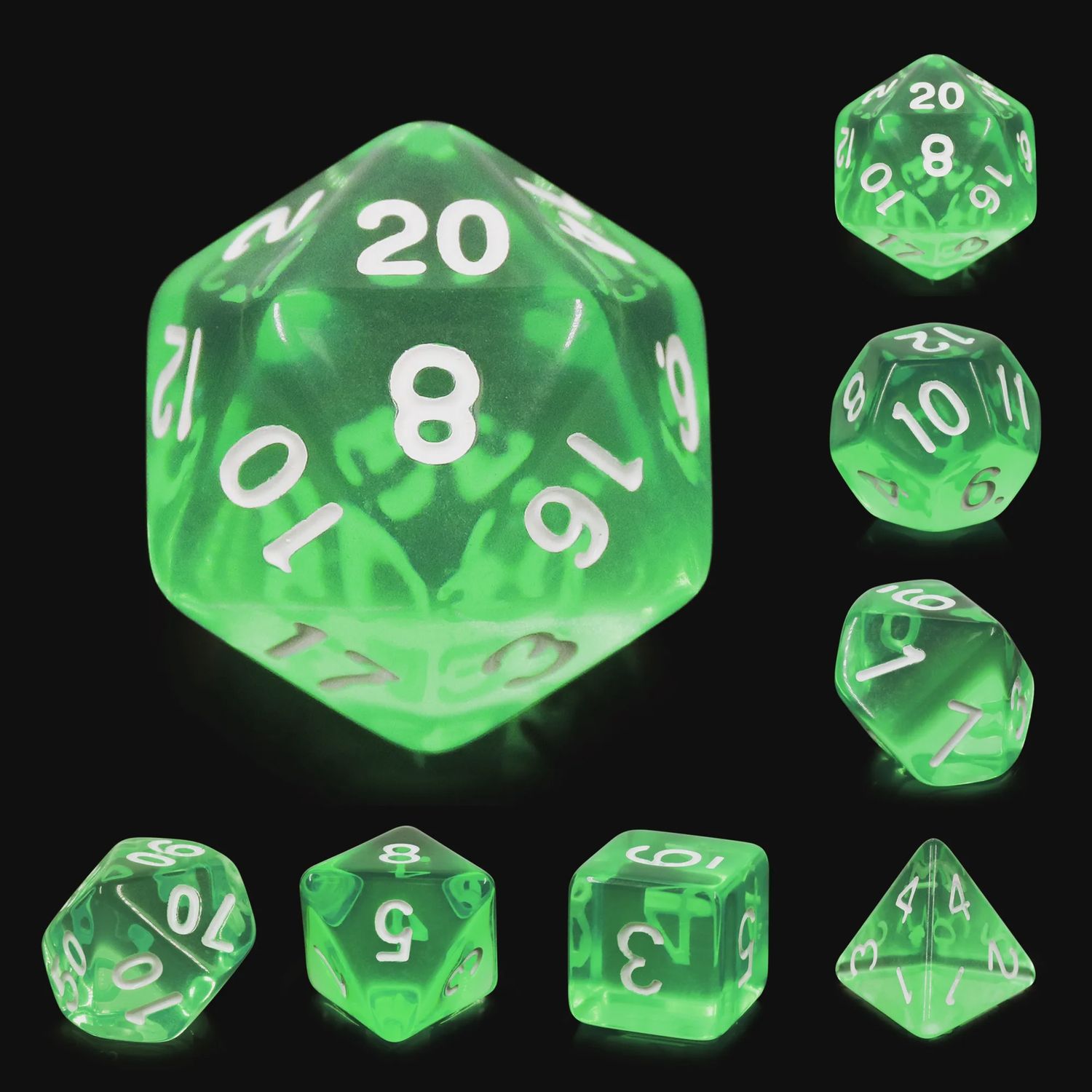 7-Piece Polyhedral Dice Set: Krypton Shard
