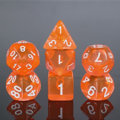 7-Piece UV-Reactive Polyhedral Dice Set: Precious Stone - Orange Fluorite