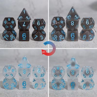 7-Piece Thermochromic Polyhedral Dice Set: Ice Crystals