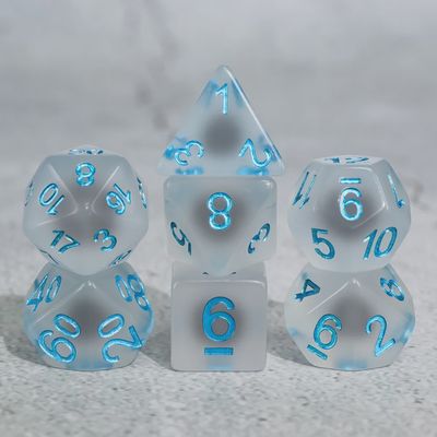 7-Piece Thermochromic Polyhedral Dice Set: Ice Crystals