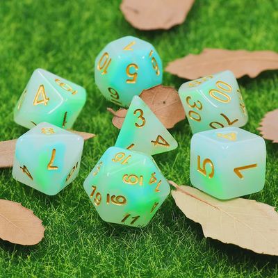 7-Piece UV-Reactive Polyhedral Dice Set: Jade's Secret