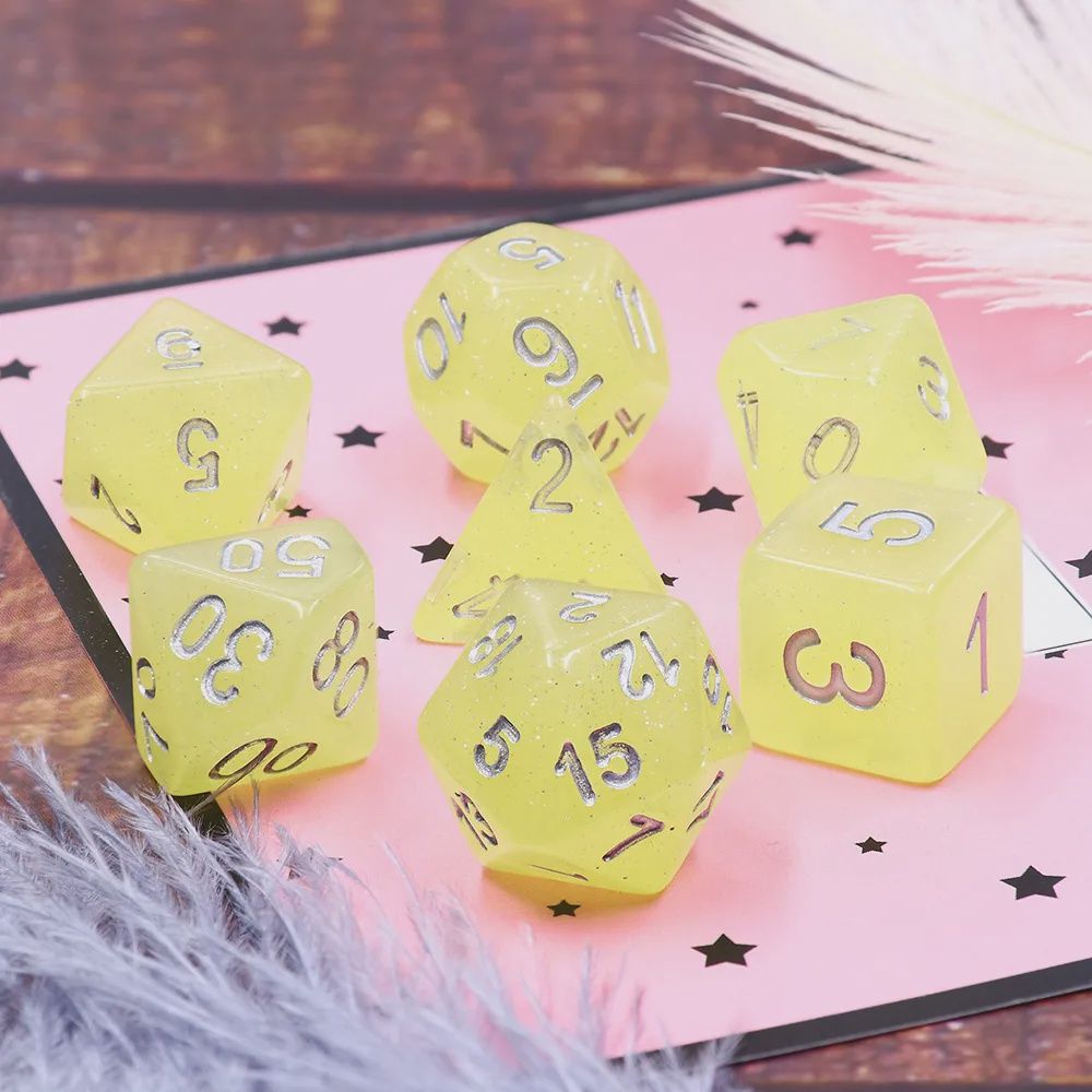 7-Piece Polyhedral Dice Set: Silver Sun