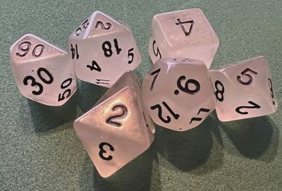 7-Piece Luminescent Polyhedral Dice Set: Glacier Heart