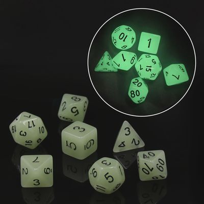 7-Piece Luminescent Polyhedral Dice Set: Glacier Heart