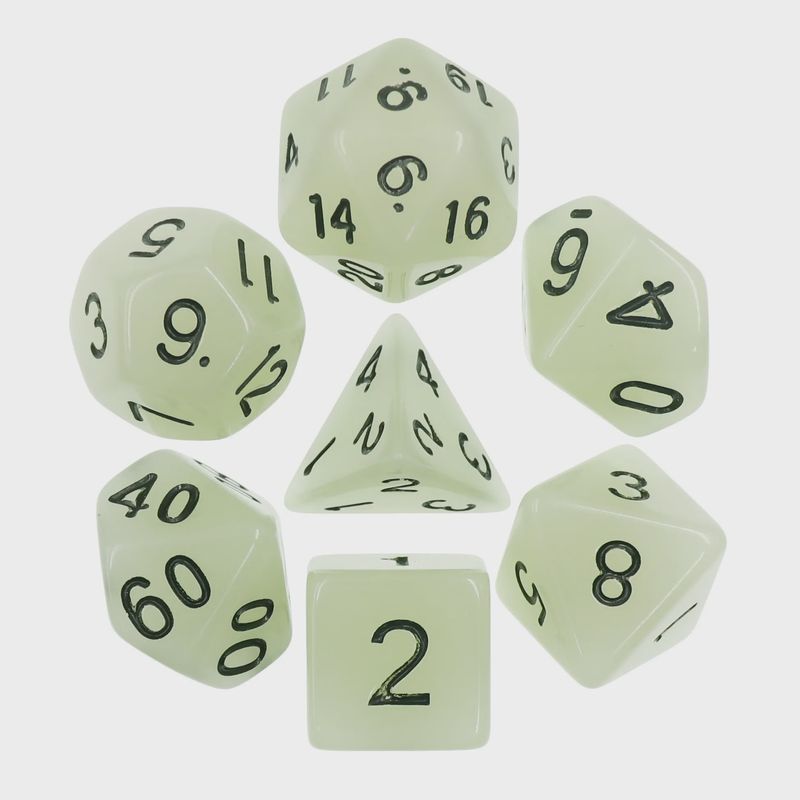 7-Piece Luminescent Polyhedral Dice Set: Ectoplasmic Glow