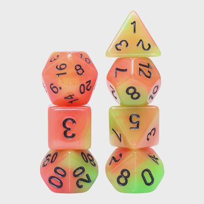 7-Piece Luminescent Polyhedral Dice Set: Helium
