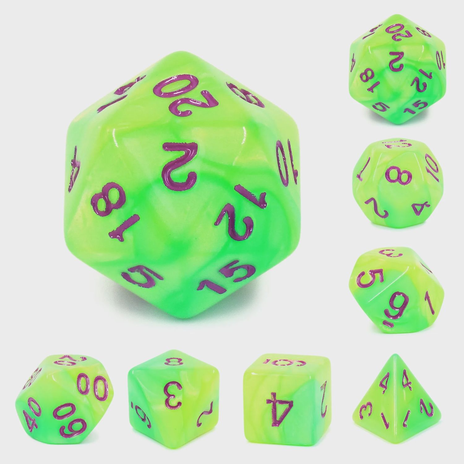 7-Piece Polyhedral Dice Set: Neon Venom
