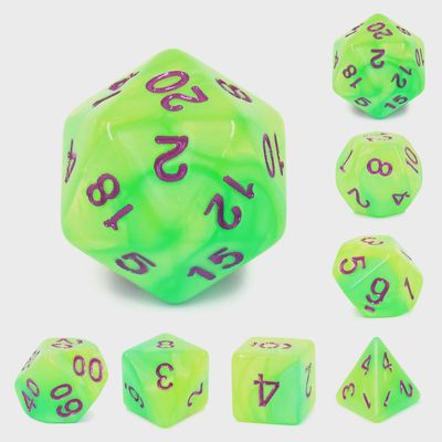 7-Piece Polyhedral Dice Set: Neon Venom