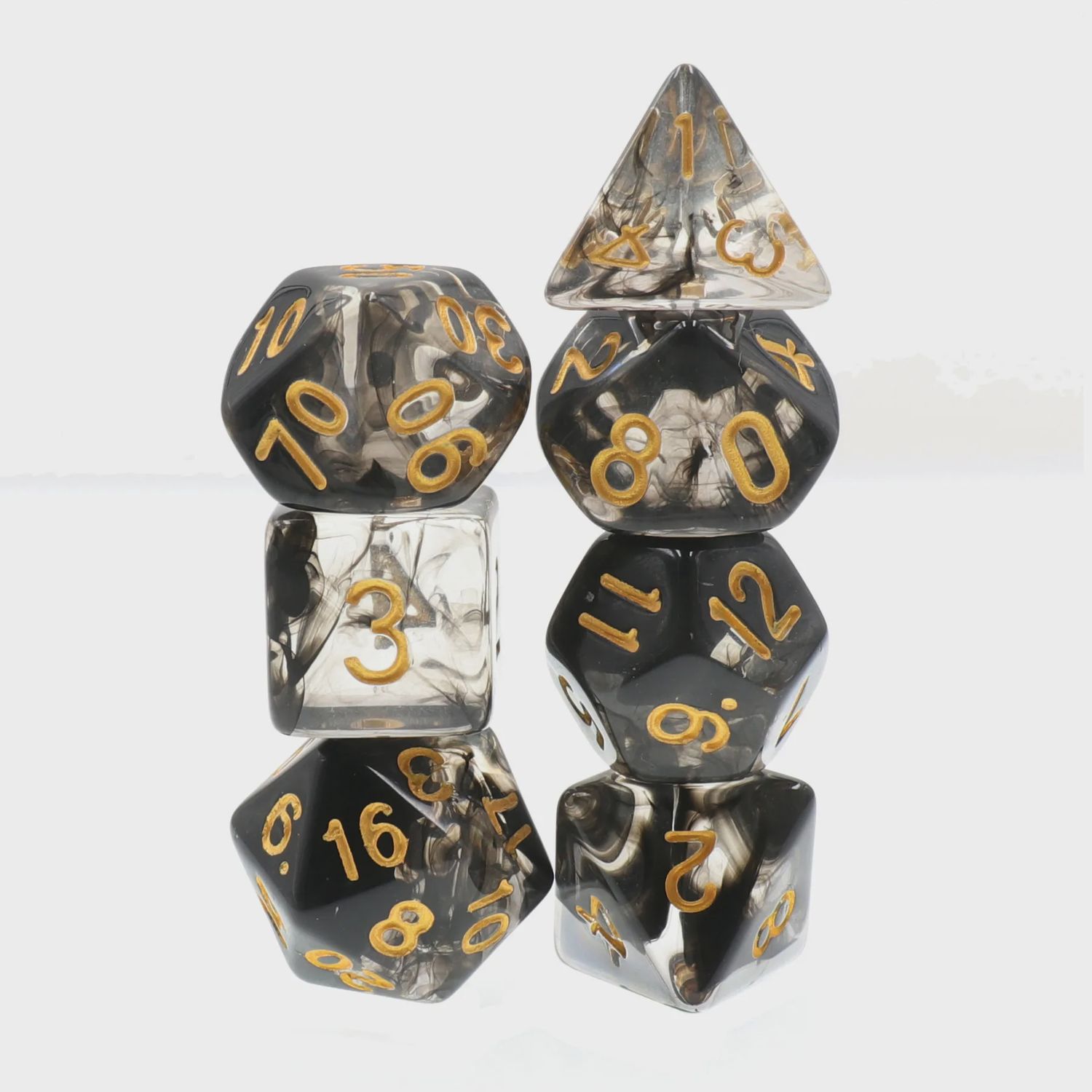 7-Piece Polyhedral Dice Set: Shadow Ink