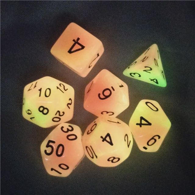 7-Piece Luminescent Polyhedral Dice Set: Solar Eruption