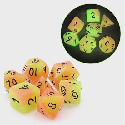 7-Piece Luminescent Polyhedral Dice Set: Plasma Core