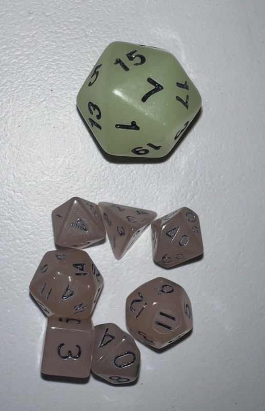 7-Piece Luminescent Mini Polyhedral Dice Set: Cavern Mushroom