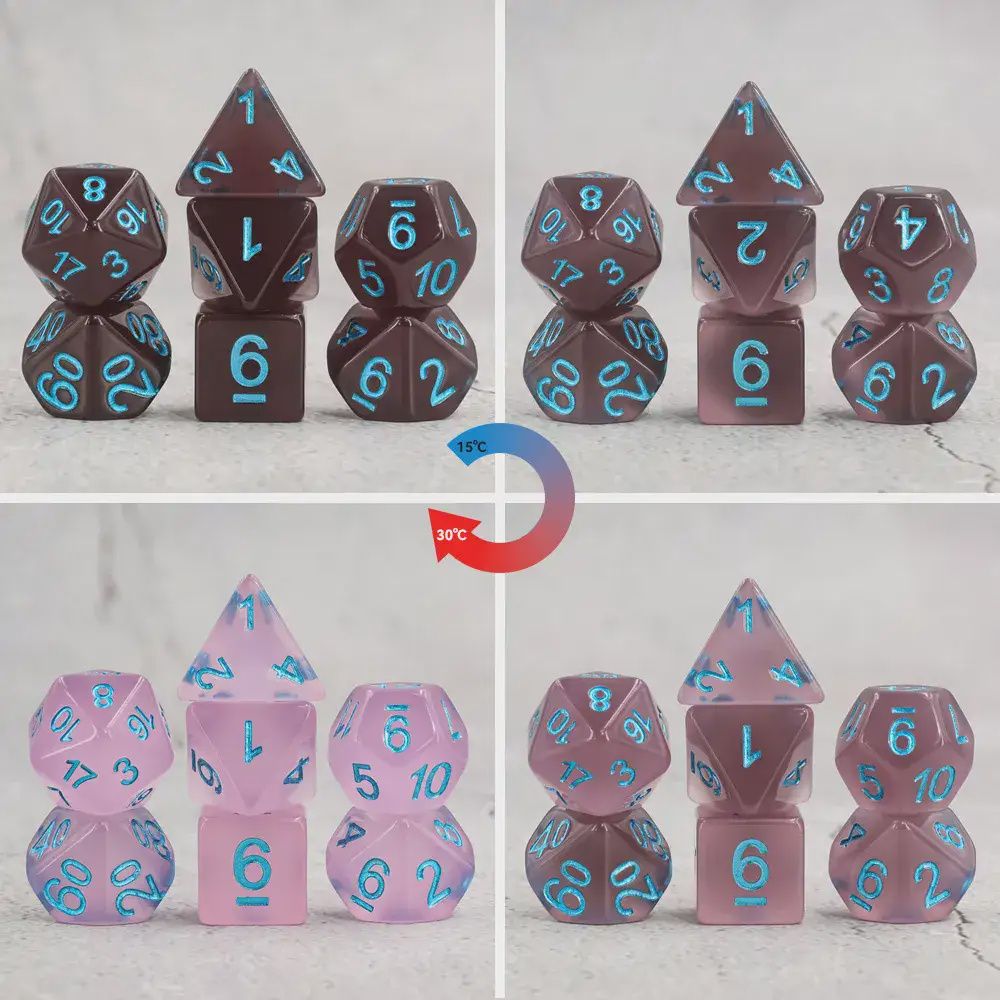 7-Piece Thermochromic Polyhedral Dice Set: Glorieuse