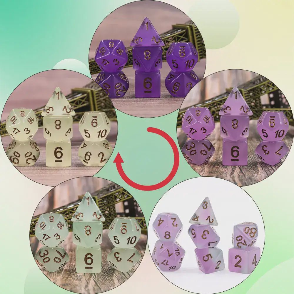 7-Piece Thermochromic Polyhedral Dice Set: Sea Glass