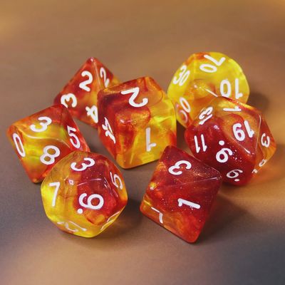 7-Piece Polyhedral Dice Set: Flaming Volcano