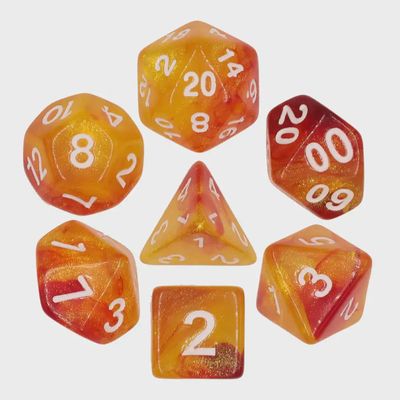 7-Piece Polyhedral Dice Set: Flaming Volcano