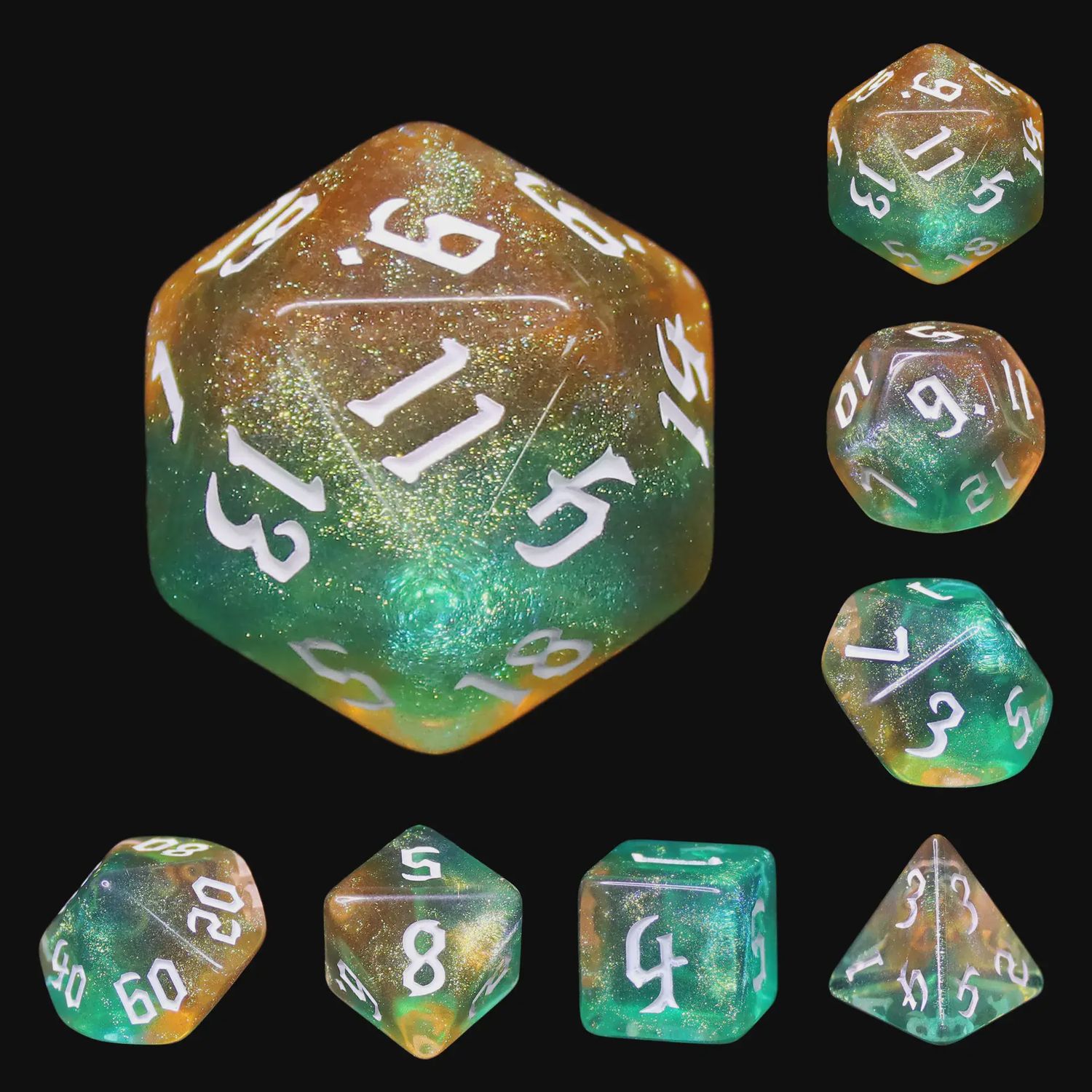 7-Piece Polyhedral Dice Set: Sea of Tranquility