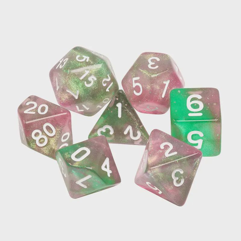 7-Piece Luminescent Polyhedral Dice Set: Comet Dust