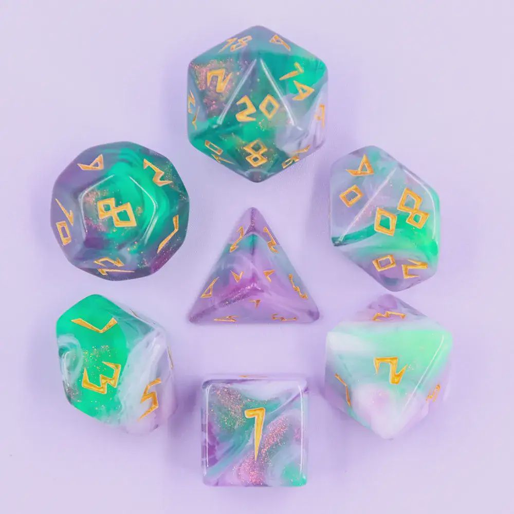 7-Piece Polyhedral Dice Set: Feywild Rune
