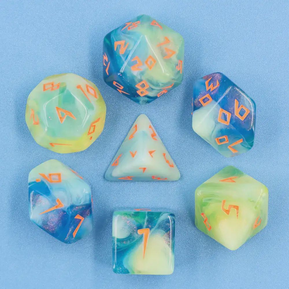 7-Piece Polyhedral Dice Set: Atlantis Rune