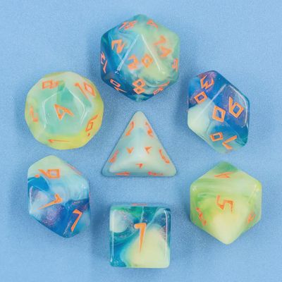 7-Piece Polyhedral Dice Set: Atlantis Rune