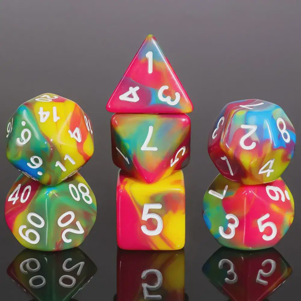 7-Piece Polyhedral Dice Set: Melted Crayons